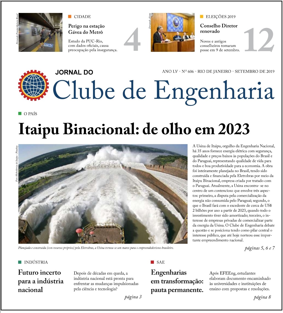 Jornal do Clube de Engenharia nº 606 – Setembro de 2019 09 10 capa nova oficial jornal 606 pages to jpg 0001 1