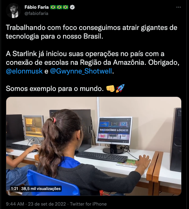 Escolas do Amazonas que receberam conexão de Internet da Starlink já são atendidas pelo Gesac captura de tela 2022 10 07 as 5.10.54 pm