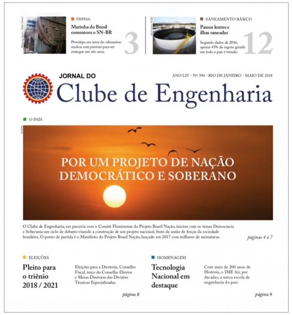 Jornal do Clube de Engenharia nº 590 - Maio de 2018 jornal 590 capa