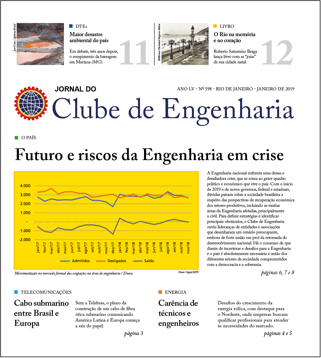 Jornal do Clube de Engenharia nº 598 – Janeiro de 2019 jornal clube de engenharia 598 finaltela capa