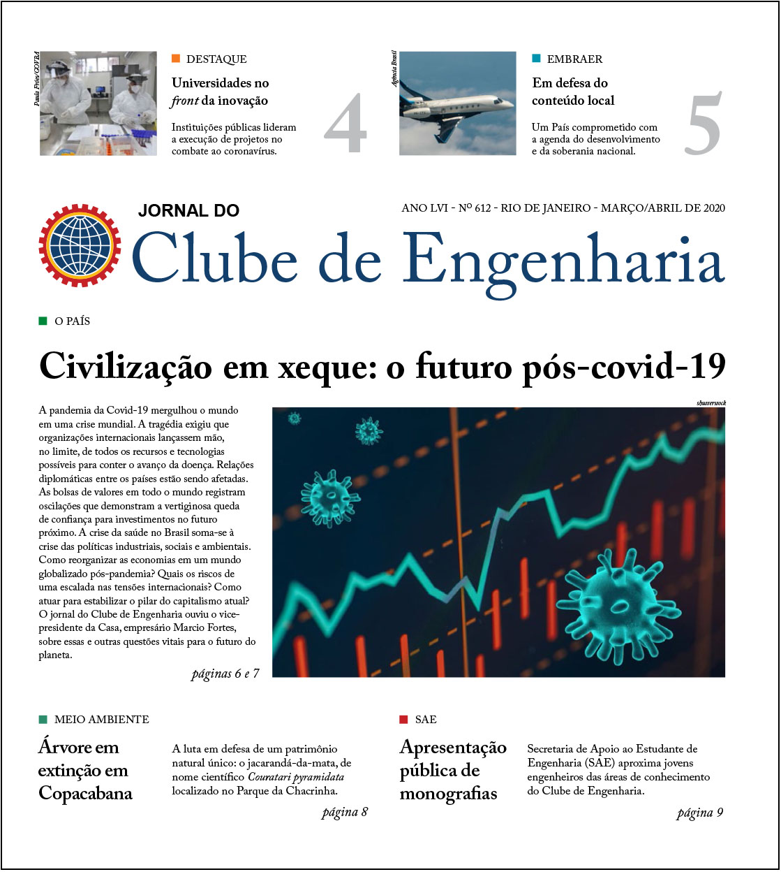 Jornal do Clube de Engenharia nº 612 – Março/Abril de 2020 jornal clube de engenharia 612 finaltela capa