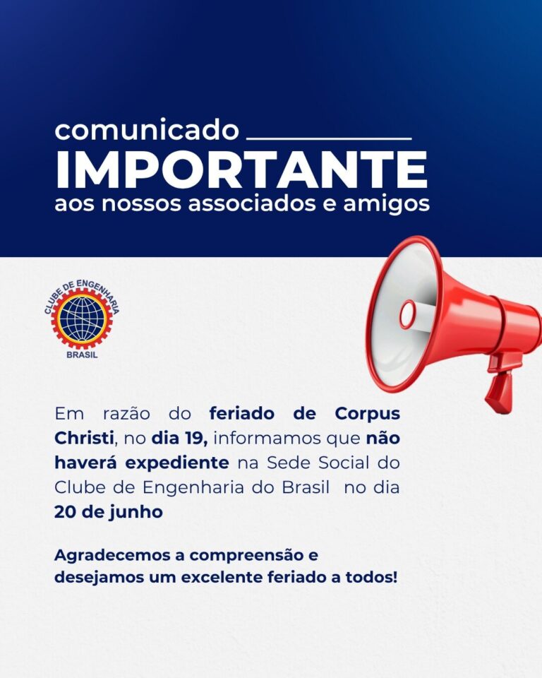Clube de Engenharia comunicado importante aos nossos associados e amigos comunicado importante aos nossos associados e amigos