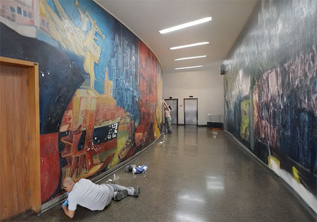 Restauração recupera painel de Frank Schaeffer pintado na sede do Clube 2 Restauração recupera painel de Frank Schaeffer pintado na sede do Clube painel2 painel2