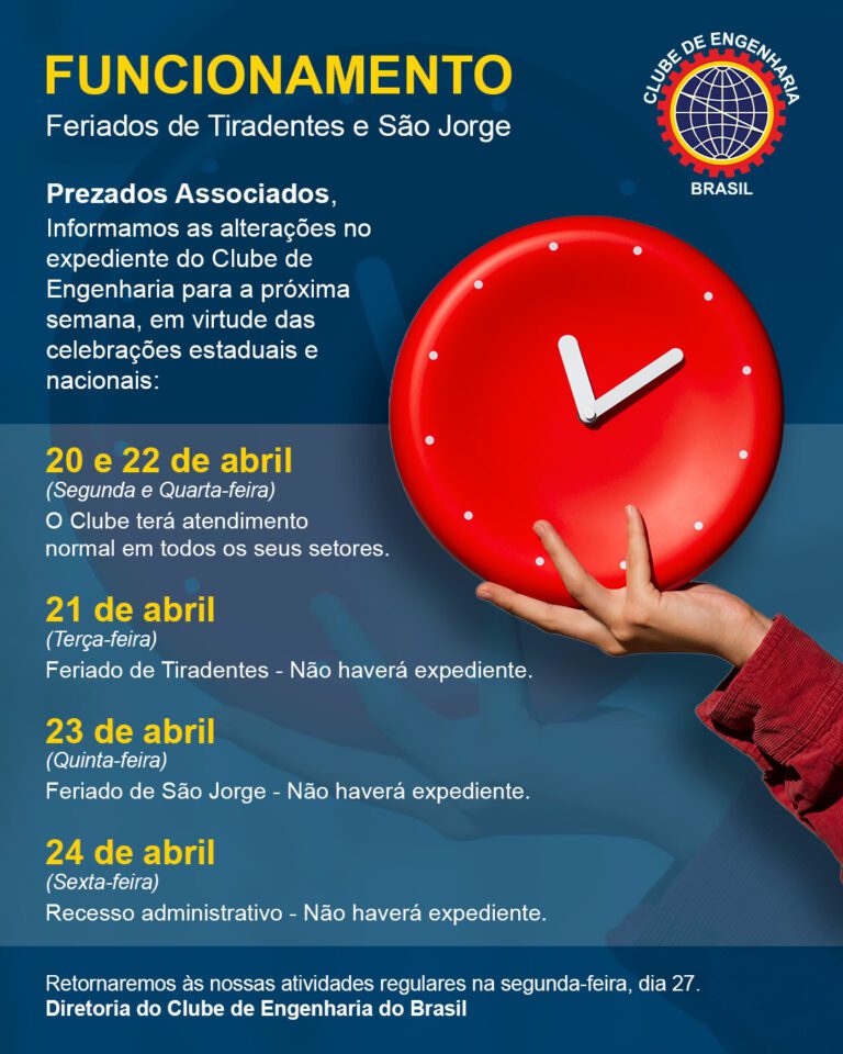 Clube de Engenharia funcionamento feriados de tiradentes e sao jorge funcionamento feriados de tiradentes e sao jorge