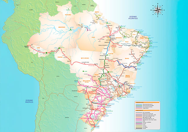 Brasil tenta entrar nos trilhos, mas falta de visão e de planejamento atrapalha progresso de ferrovias 2 Brasil tenta entrar nos trilhos, mas falta de visão e de planejamento atrapalha progresso de ferrovias mapa base 09 2019 1 mapa base 09 2019 1