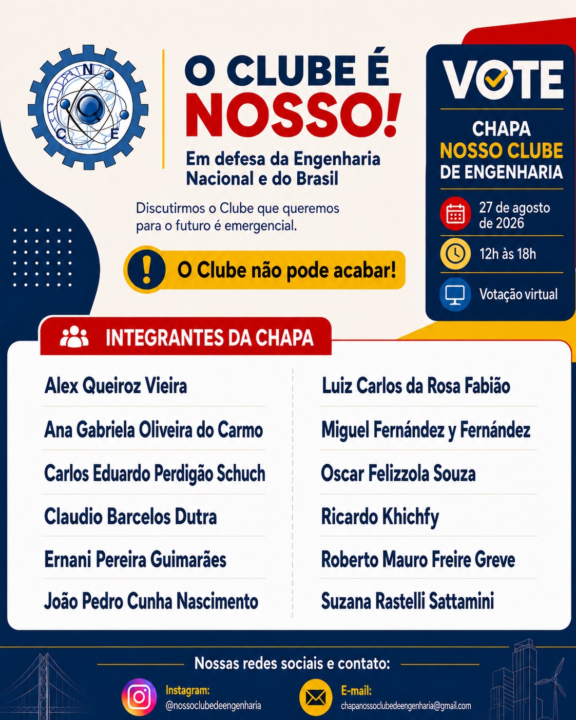 Eleições 2026 1a propaganda para divulgacao chapa nosso clube de engenharia nce 1a propaganda para divulgacao chapa nosso clube de engenharia nce