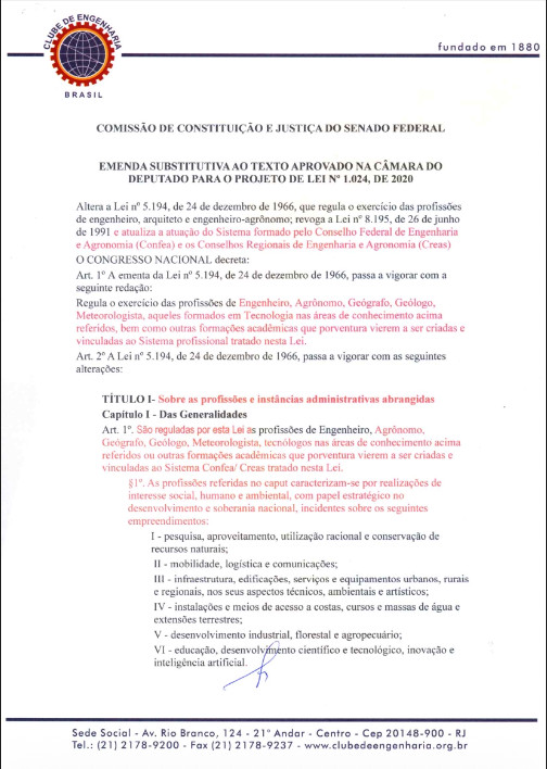 Clube de Engenharia clube de engenharia propoe mudancas em projeto sobre profissoes tecnologicas clube de engenharia propoe mudancas em projeto sobre profissoes tecnologicas